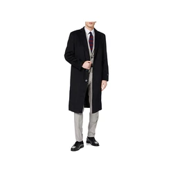 2022 New Arrival High Quality Notch Lapel Men's Black Suits Custom Made Single Breasted Fashion Wool Blend Long Warm Coat Skinny