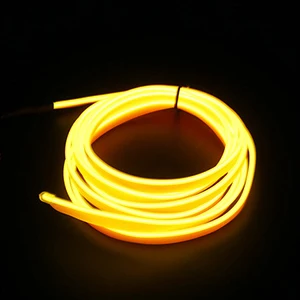 Okeen 1m/2m/3m/5m Neon LED Car Interior Lighting Strips Auto LED Strip Garland EL Wire Rope Car Decorative lamp Flexible Tube Yellow