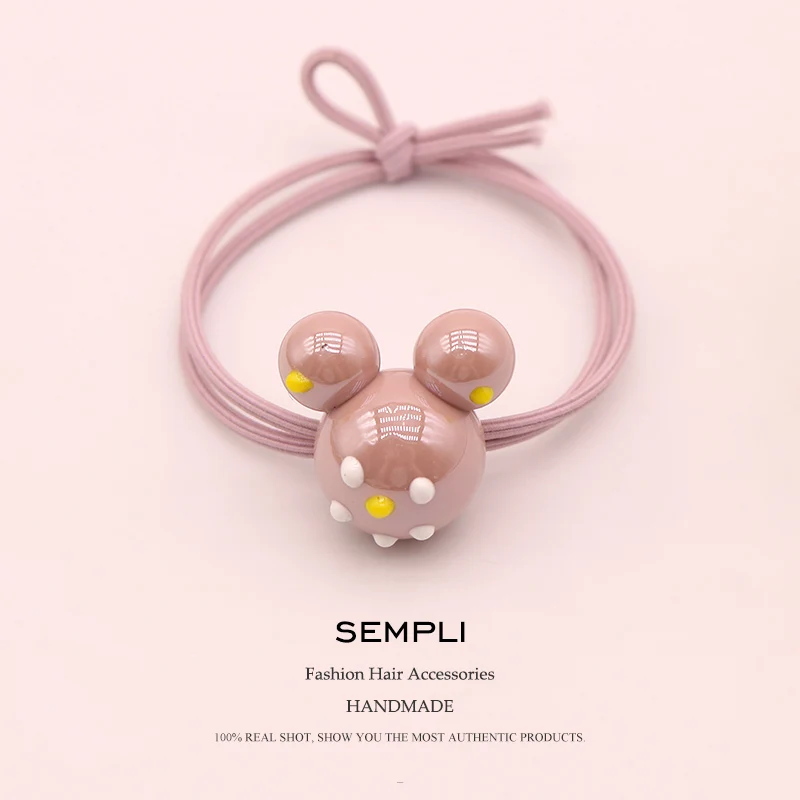 

Sempli High Elasticity Elastic Hair Bands For Women Acrylic Mickey Minnie Head Heart Love Five Star Kid Children Rubber Bands