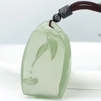 

New natural hetian jade pendant men and women lucky jade stone sweater chain necklace pendant jewelry gift
