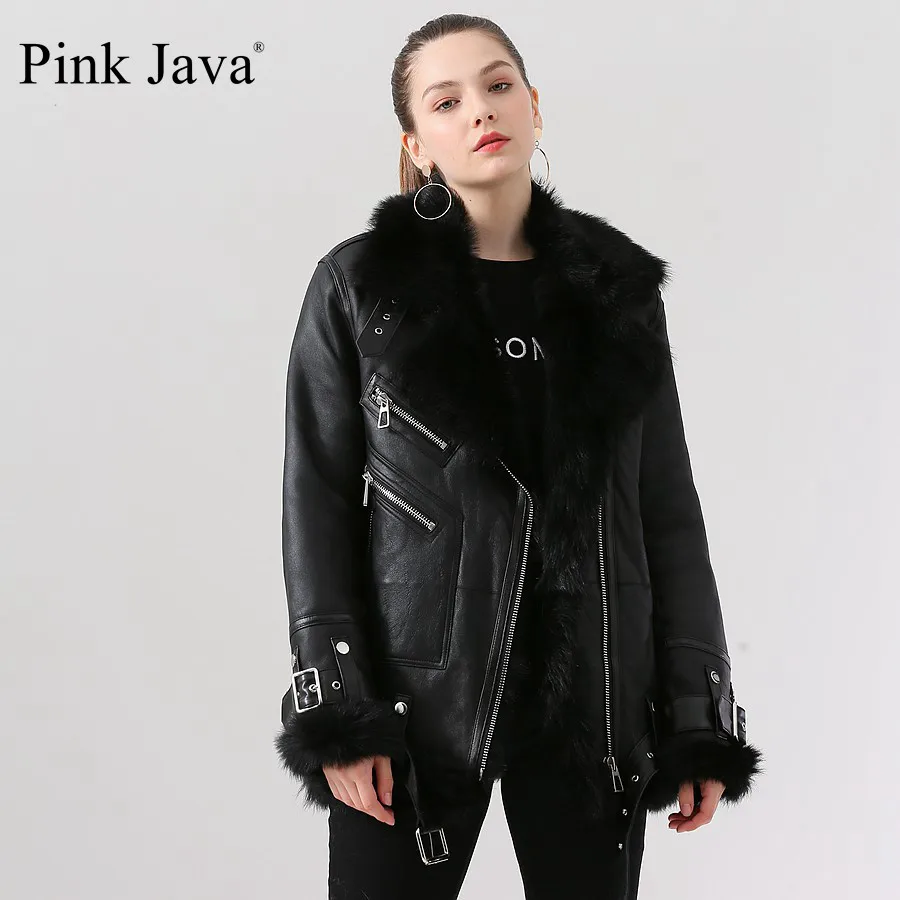 

pink java QC19070 new arrival hot sale GENUINE leather jacket real sheep fur coat real shearling jacket