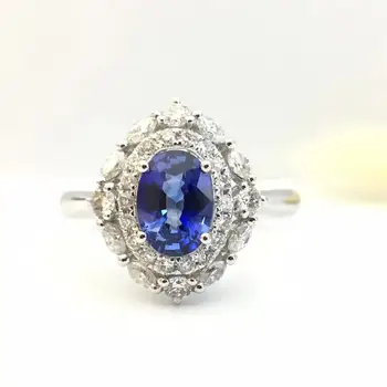 

0.958ct+0.479ct 18K Gold Natural Sapphire Women Ring with Diamond Setting 2016 New Fine Jewelry Wedding Band Engagement
