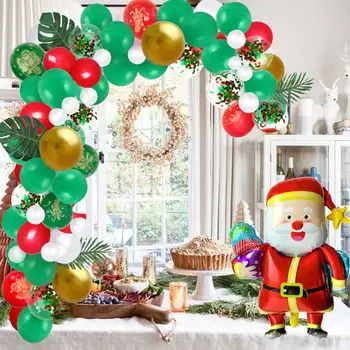 

104 PCS SET Merry Christmas Aluminum Film Balloon Arch Set Santa Balloons Happy Xmas Home Party Decoration For New Year
