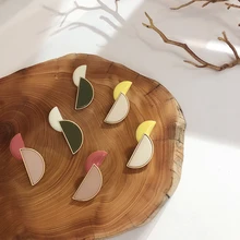 Новые модные полукруглые Цветные Висячие глазурь масляные серьги-гвоздики массивные металлические специальный базовый дизайн геометрические серьги