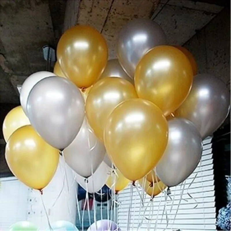 gold silver 50 шт./компл. красочные разноцветный розовый белый красные, синие воздуха воздушных шаров из латекса с День рождения украшения, свадьбы, праздника, клипсы для воздушных шаров, Supplie - Цвет: gold silver
