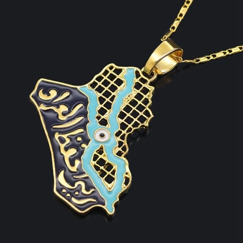 New Trendy Arab Iraq Map Shape Pendant Necklace Men's Necklace Metal Sliding Pendant Accessories Party Jewelry New Trendy Arab Iraq Map Shape Pendant Necklace Men's Necklace Metal Sliding Pendant Accessories Party Jewelry
