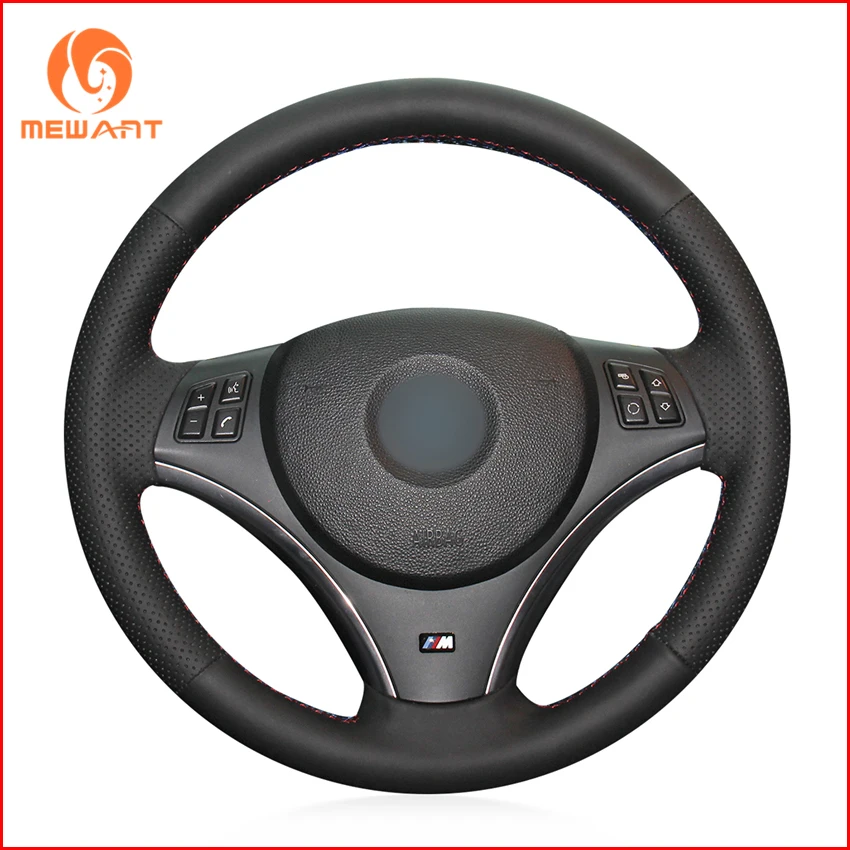 MEWANT Comfortable Soft Black Genuine Leather Car Steering Wheel Cover for BMW E90 E91 E92 E93 X1 E84 E87 E81 E82 E88 | Автомобили и