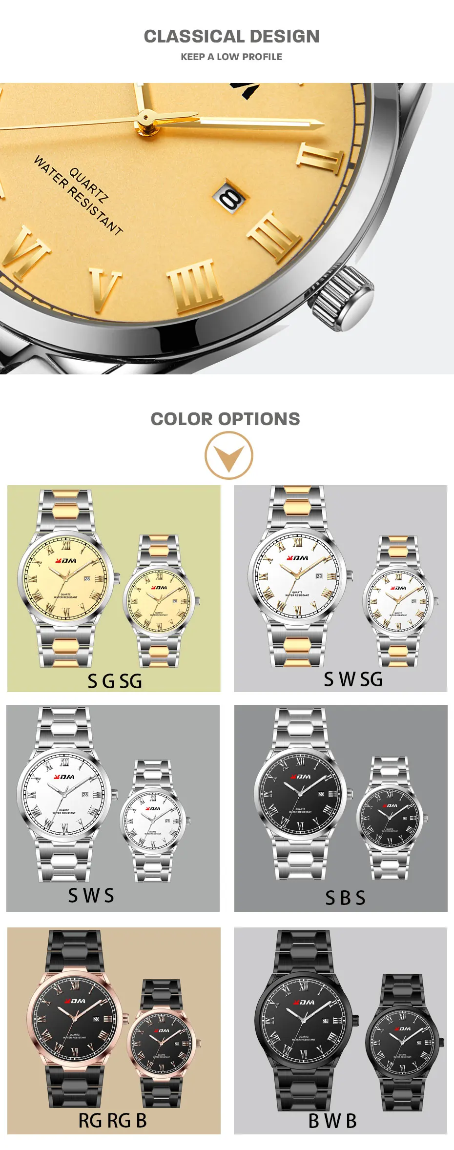 KDM пара подарочных часов, Простые Модные Повседневные часы со стальным ремешком и календарем, водонепроницаемые пары, часы Reloj Para Parejas, люксовый бренд