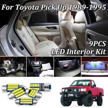 

9PCS No Error White Canbus For Toyota Pick Up LED Interior Dome Map Light + License Plate Lamp Kit (1989-1995)