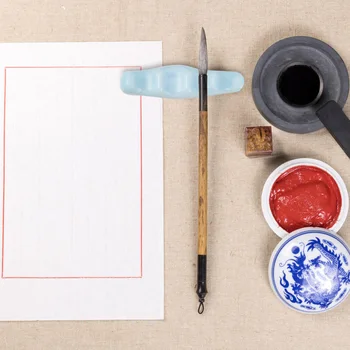 

1Pc Imitation Jade Calligraphy Brush Holder Resin Chinese Brush Rack For Home Office Brush Rest Supplies Brush Rack