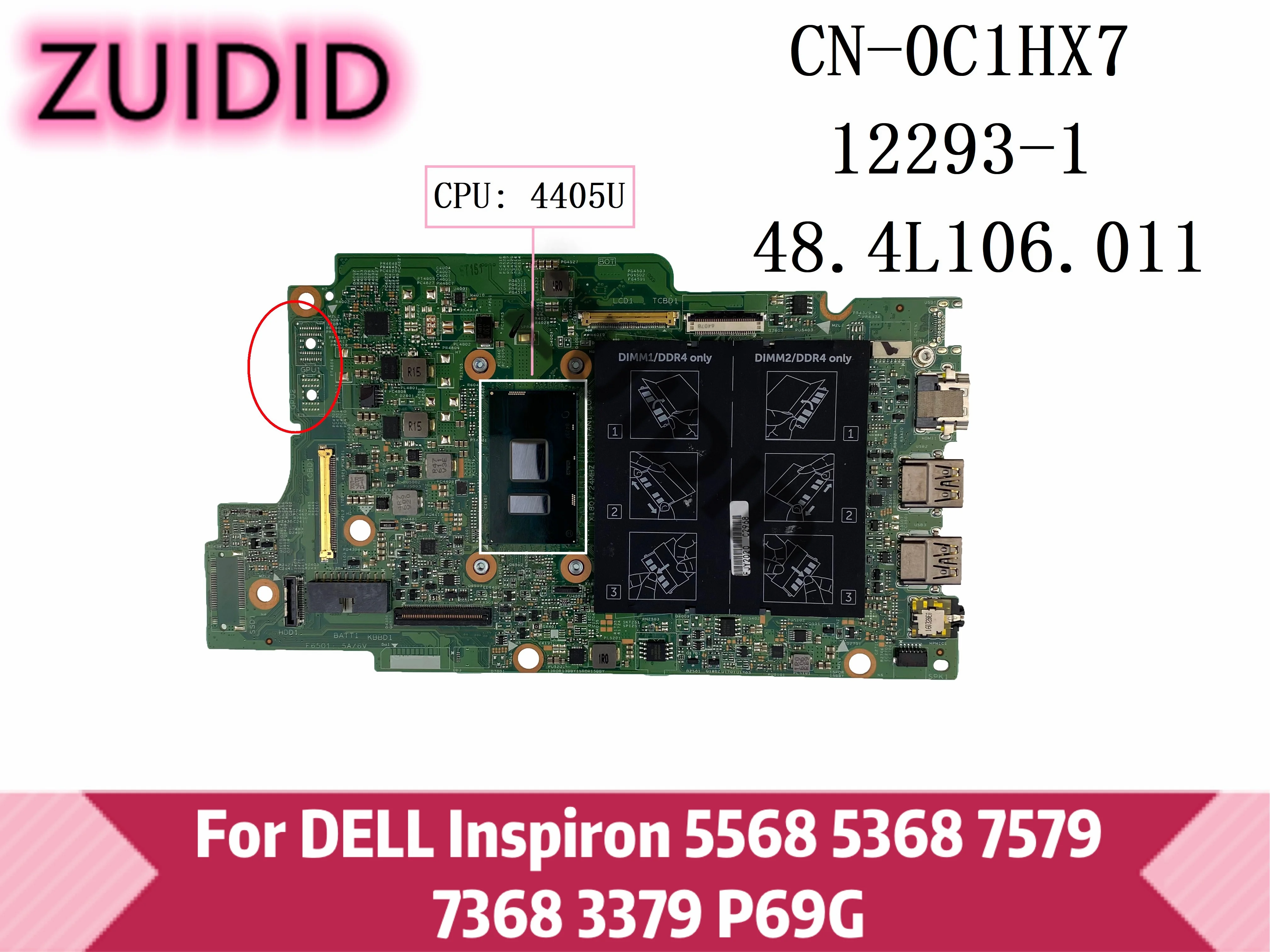 Материнская плата C1HX7 0C1HX7 для ноутбука DELL Inspiron 5568 5368 7579 7368 P69G материнская 3379-1 с Core