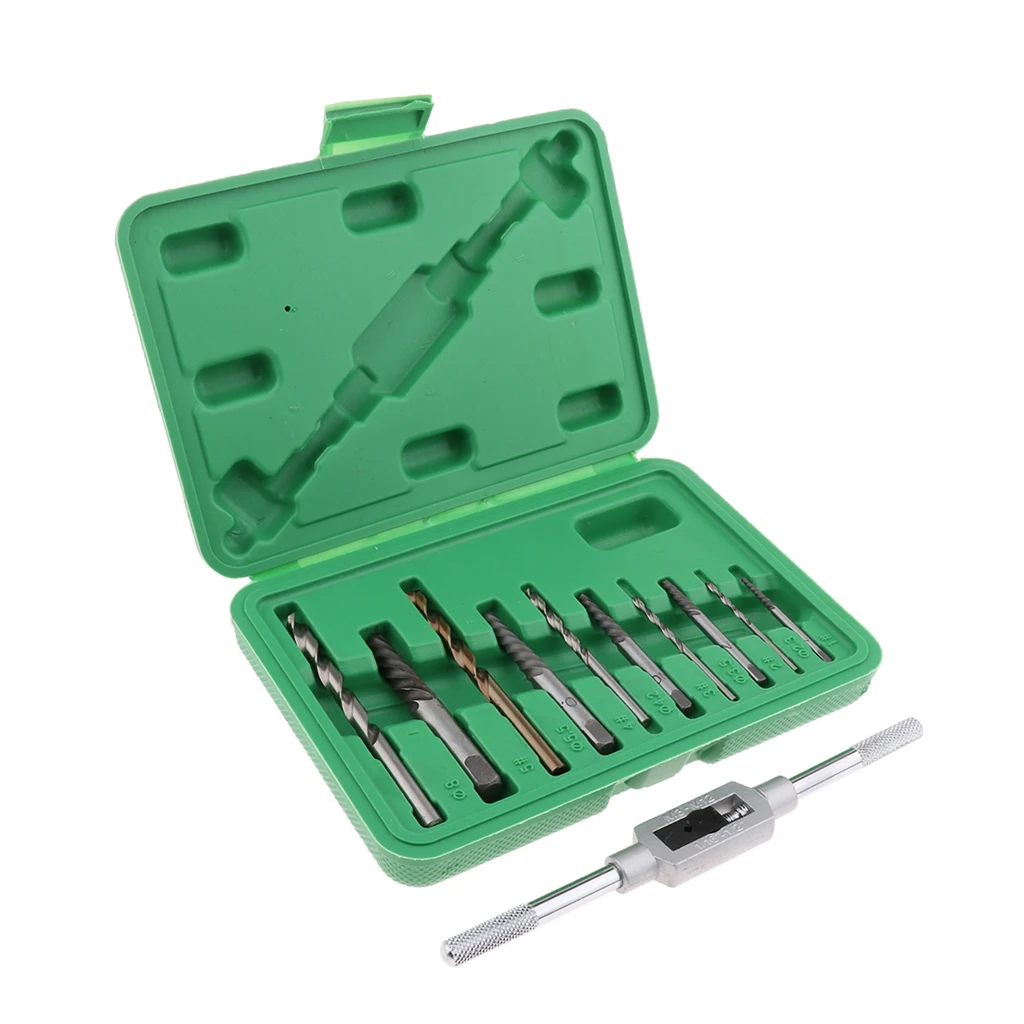 11 PCS Stainless Steel Fishing Tackle Boxes Damaged Broken Screw Extractor Drill Bit Bolt Stud Remover Tool Kit Set