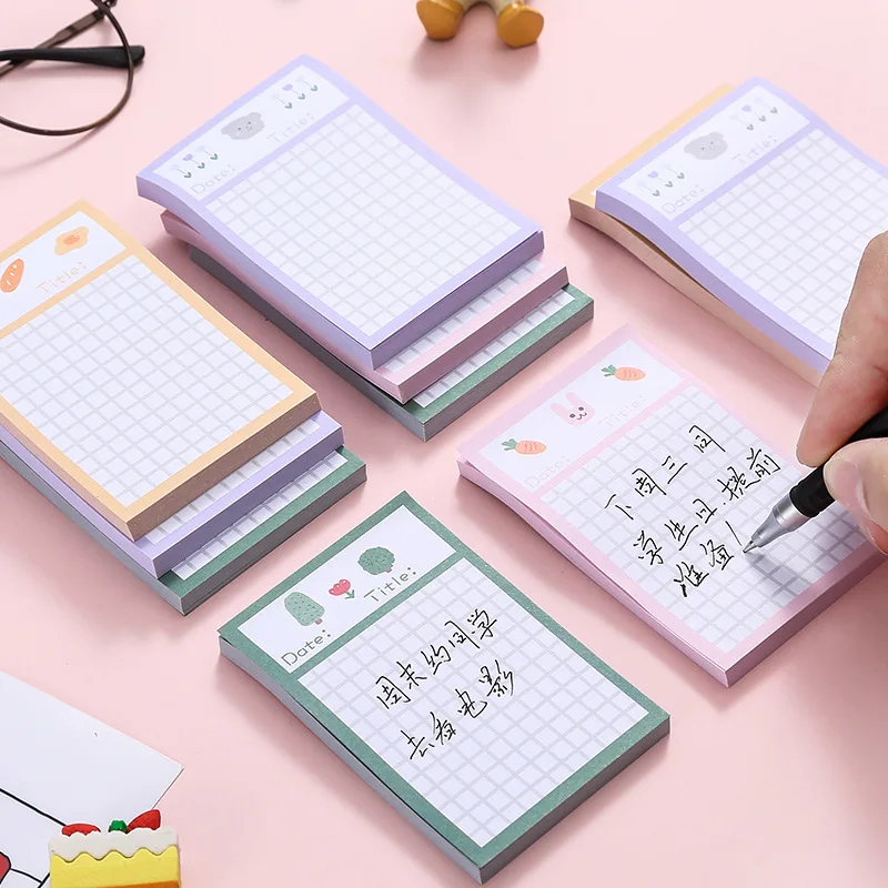 60Page Korean Creative Sticky Note Paper Cartoon Cute Student Office Simple Planner Memo Pads Daily Plan Tag Notebook Clocking