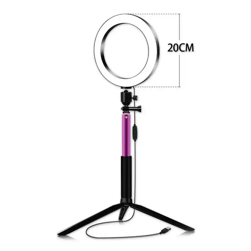 anillo de 20cm luz de maquillaje led lampara de anillo usb para selfies lampara con tripode iluminacion de fotografia para transmision en vivo