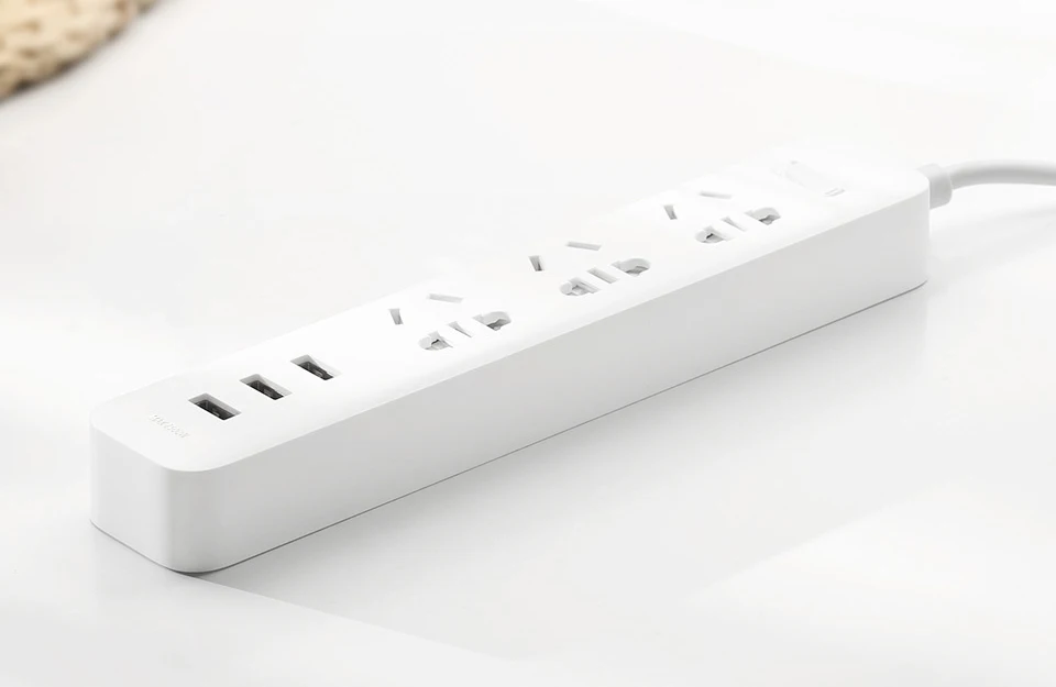 Original Xiaomi Mijia Smart Power Strip 3 2A Fast Charging USB Ports + 3 Sockets Xiaomi Xiaom MI Smart Home Black With Adapter (1) 