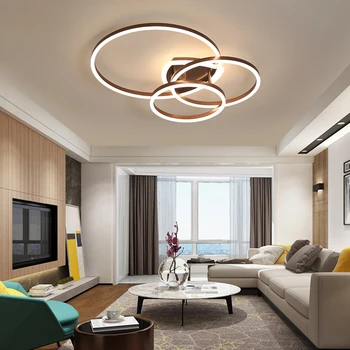 

Acrylic Aluminum Modern Led Ceiling Lights Remote Control for Living Room Bedroom White/Brown Home Deco Surface Mounted Lamp