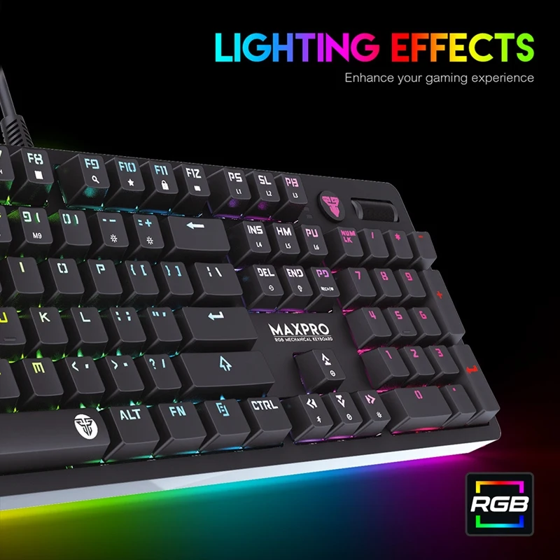 FANTECH MK851 RGB Mechanical Keyboard English Professional Gaming Keyboard for PUBG FPS LOL Keyboard Gamer(Blue Shaft)