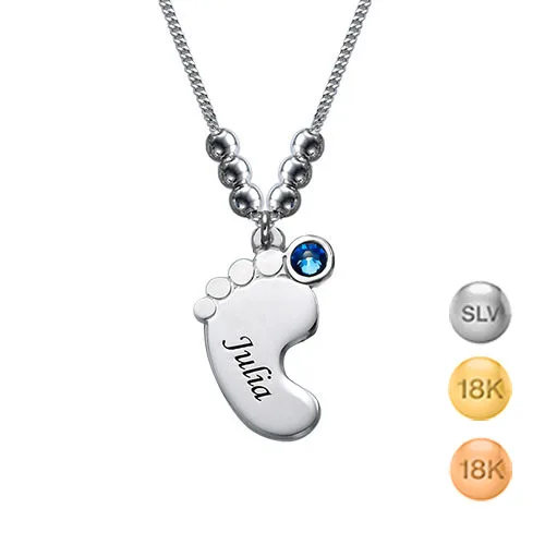 

S925 Fine Silver Feet Lettering Insets Jewelry Personalized Name Customizable Necklace Ornament