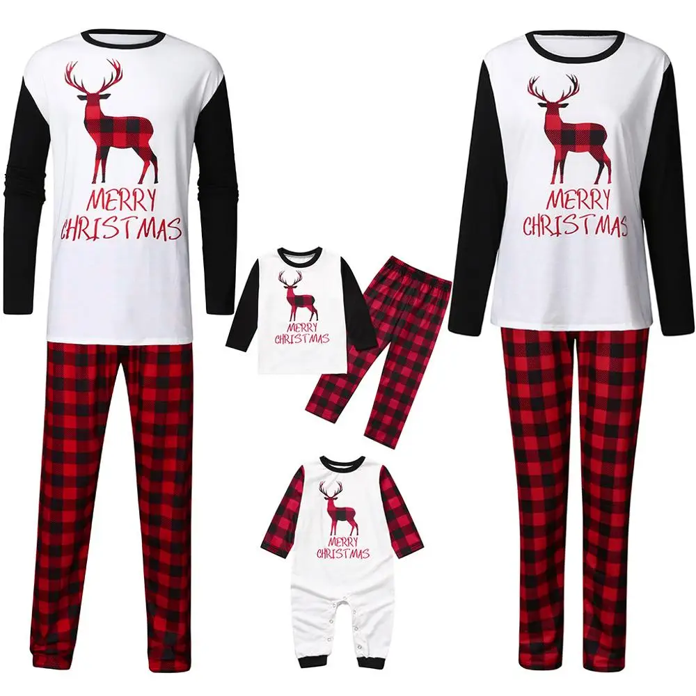 

Family Christmas Pajamas Set Deer Print Adult Women Kids Xmas Family Matching Clothes Family Sleepwear Family Look Clothes