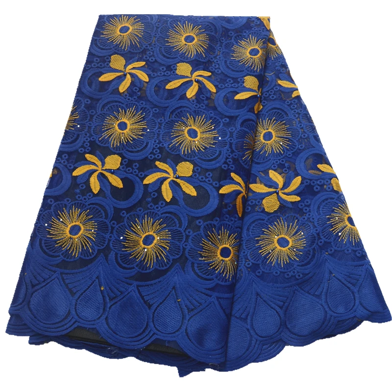 Новейшая синяя французская кружевная ткань с камнями 5 ярдов за штуку африканская кружевная ткань африканская ткань нигерийская кружевная ткань - Цвет: 36