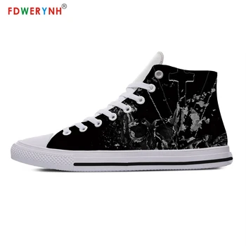 

Men's Casual Shoes White Saint Vitus Street Customized Printed Men High-top Canvas Shoes Breathable Casual Lace-up Shoes