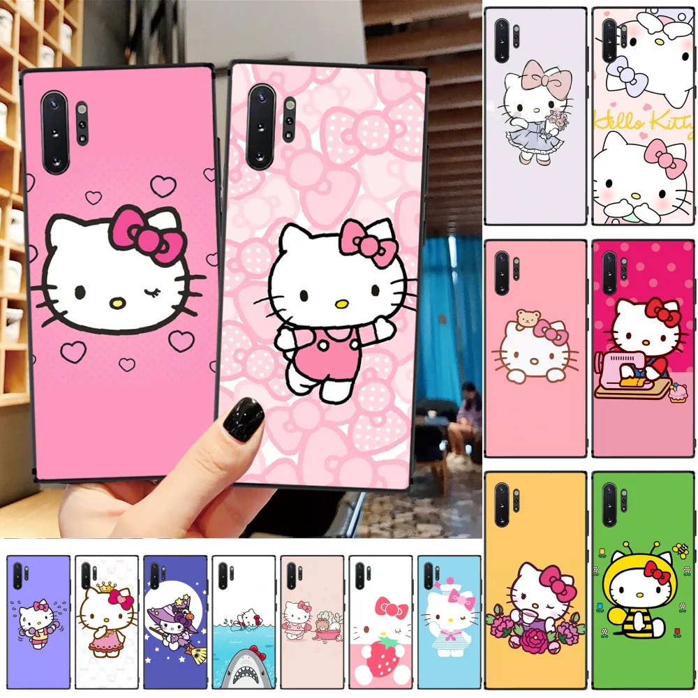 

OFFeier Lovely pink Hello Kitty Custom Photo Soft Phone Case For Samsung A50 S10 Plus S10E Note9 Note8 7 10 Pro