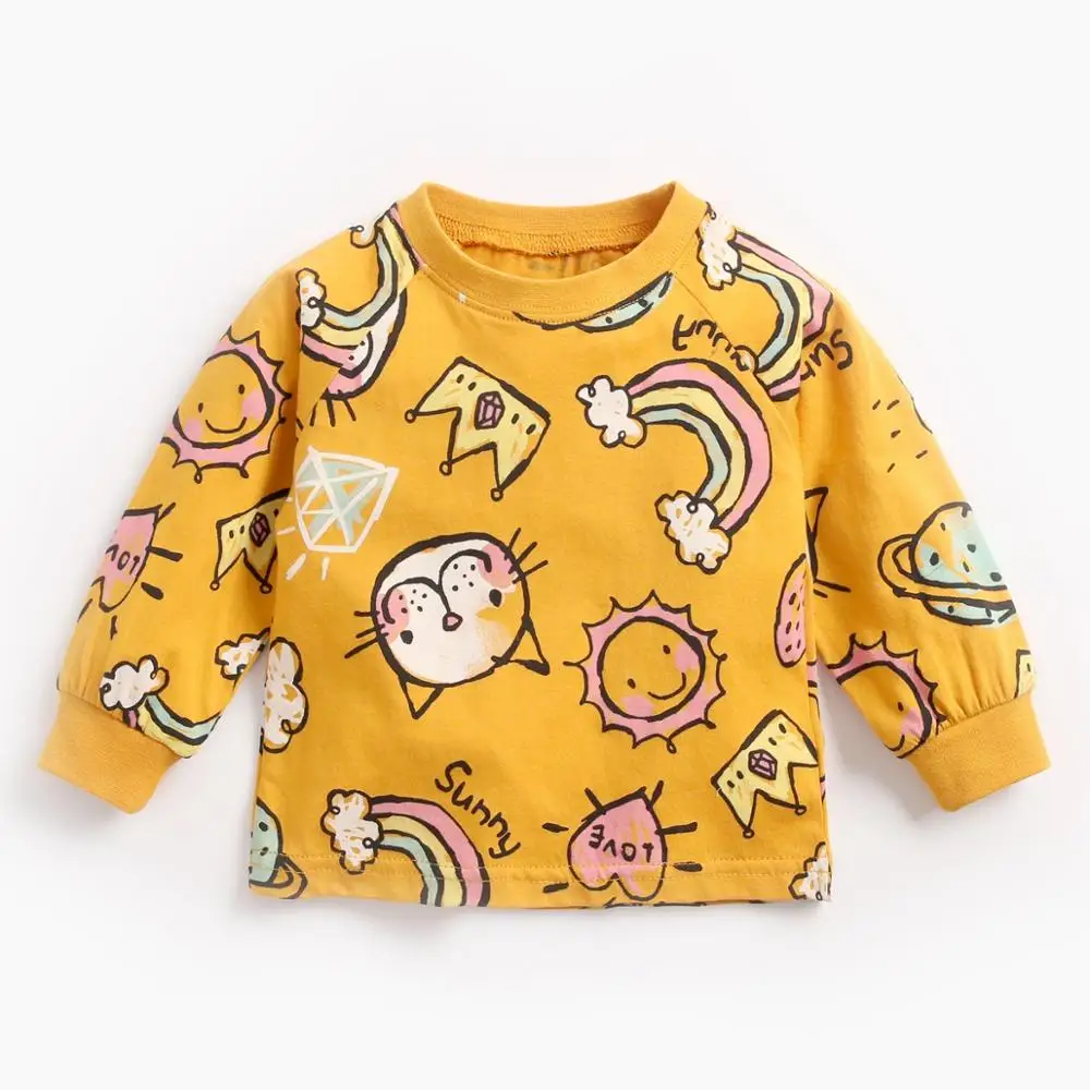 Новые детские топы, футболки для мальчиков и девочек, весенне-осенняя одежда для малышей, хлопковые топы с длинными рукавами для малышей, Chemise Femme Manche Longue - Цвет: Серый
