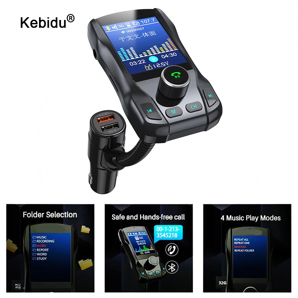 Автомобильный беспроводной Bluetooth передатчик kebidu с двумя USB портами 5 В 350