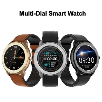 

RC02 Men Women Sports Smart Watch Heart Rate Blood Pressure Oxygen Monitor Leather Band Wristband 1.3inch Full Touch Screen