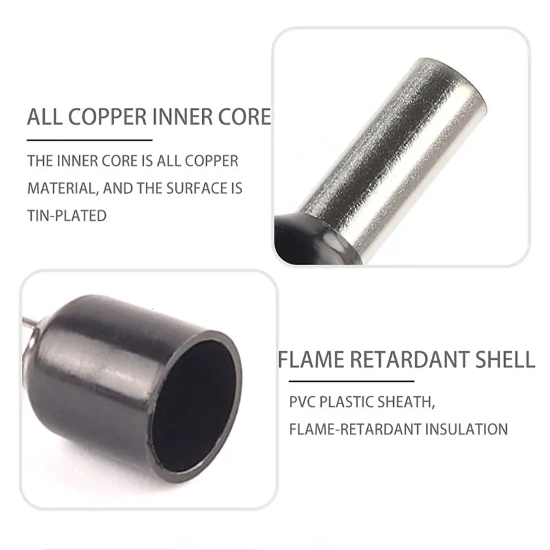 Boxed VE Series Insulated Terminal Block Cord End Crimping Sleeve Terminal Cable Wire Connector Electrical Tube Terminals Suit