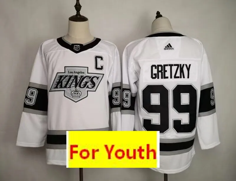 Нью-Лос-Анжелес юность#99 Уэйн Гретцки#32 Джонатан Квик#8 Drew Doughty#11 Anze Kopitar детская Хоккейная Футболка - Цвет: Коричневый