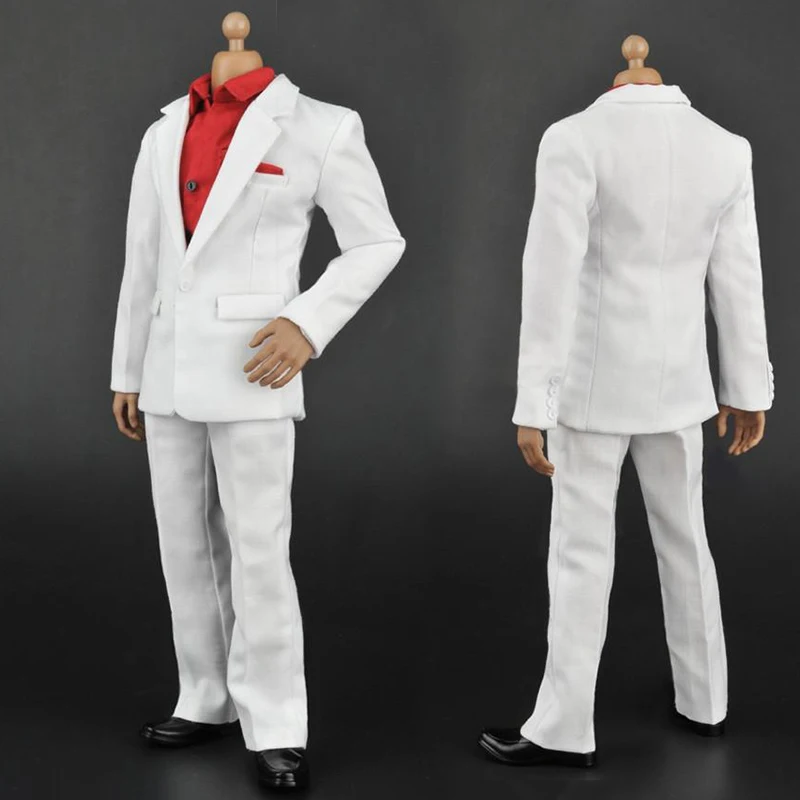 1/6 Male Clothing Model White Suit Set ZYTOYS Costume For 12" Action Figure Body 
