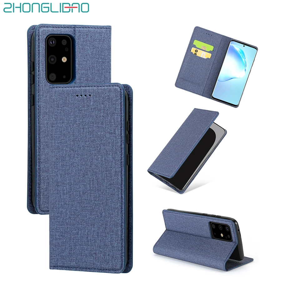 

Fabric Texture Flip Leather Case for Samsung Galaxy Note 10 + S20 Ultra S11 S10 Plus Luxury Magnetic Wallet Book Cover Bag Pouch