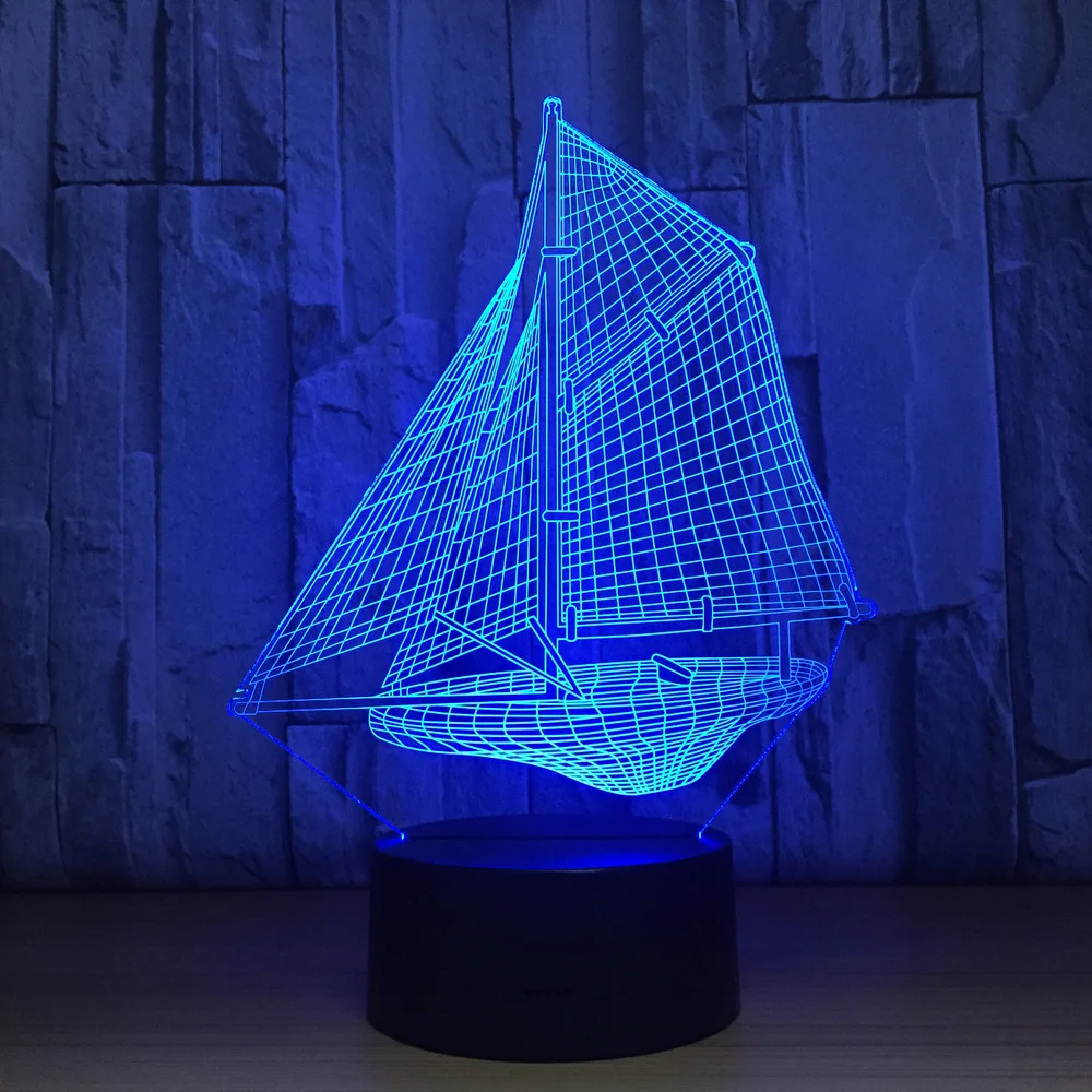 

Novelty 3D Sailing Boat Night Lights Lamparas LED Touch Desk Table Lamp 7 Colors Changing USB Desk Light Kid Gift Toy Luminaria