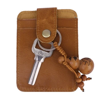 

Genuine Leather Bus Bank Id Card Case Holder key Holder Coffee Brown Men M6CC