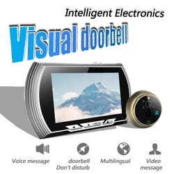 4.3 "casa inteligente digital visual interfone campainha da porta olho mágico câmera campainha gravador de vídeo visão noturna pir movimento sem perturbar