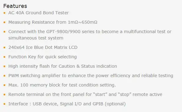 GWINSTEK/40A AC Grounding Resistance Tester GCT-9040 Programmable Impedance Test