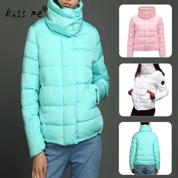 

Solid Standing Collar Winter Outdoor Down Jacket Women Windproof Warm Cotton Down Coat Thermal Casual Slimming Jacket Female