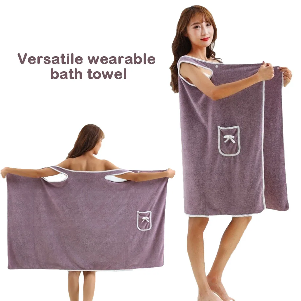1pcs Coral Velvet Skirt Can Wear Bath Towel Pocket Bow Style Diy Adult Women's Summer Sling To Prevent Light Loss Snap Closure bath towel