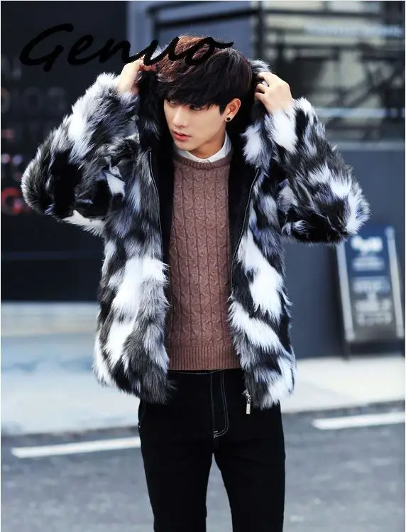 Разноцветное меховое пальто для мужчин, зимняя теплая короткая стильная верхняя одежда, пальто из искусственного меха для мужчин, меховая