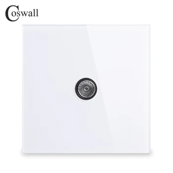 

COSWALL Crystal Tempered Glass Panel Wall Socket Female TV Connector Television Jack R11 Series