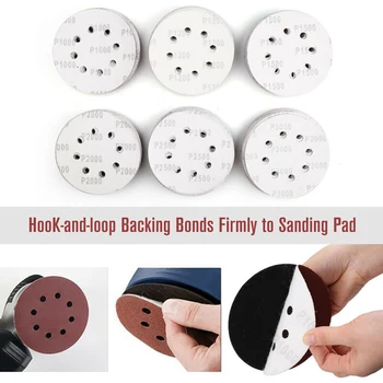 

120Pcs 125mm 5'' Hook Loop Sanding Discs 8 Hole Sandpaper Pads 1000 1200 1500 2000 2500 3000 Grit Sander Disc Abrasive Tool