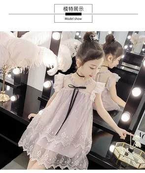 

Girls' princess dress new Korean children's dress embroidered mesh puff dress summer dress kids clothes children clothes girls