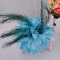Women's Fashion Flower Feather Bead Corsage Hair Clip Bridal Hairband Brooch Pin Brida Barrettes Hair Accessories Jewelry 2