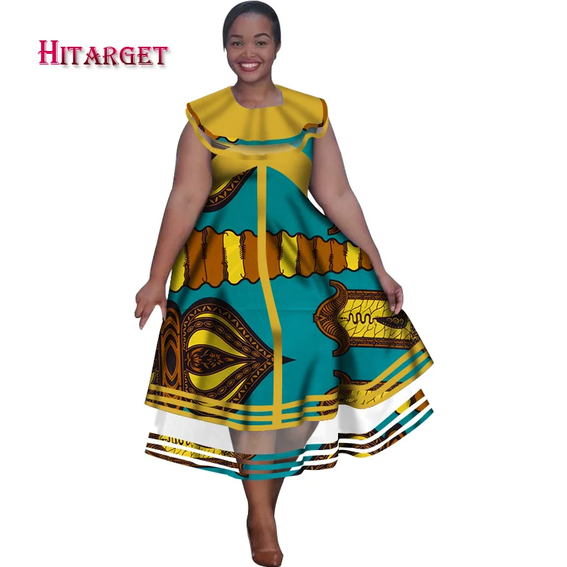 Африканские платья с принтом для женщин, Длинные Макси платья с оборками, Дашики, плюс размер 5XL, африканские женские платья "Анкара" WY5289
