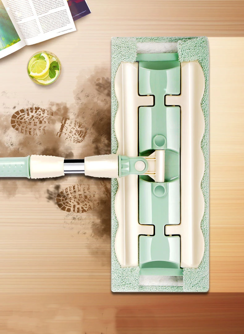 Flat Mop Floor Telescopic with Large Microfiber Pads Spin Mop 360 Degree Handle Home Windows Kitchen Floor Cleaner Wood Tile