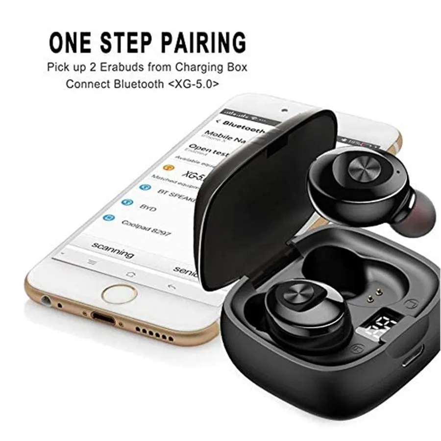 

Bluetooth 5.0 Earphones Wireless HeadphonesTWS in-Ear Earbuds IPX5 Waterproof Mini Headset 3D Stereo Sound Sport Earphones
