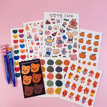 

Pink Girls Heart Cute Bear Stickers DIY Scrapbooking Album Diary Mobile Phone Computer Happy Planner Decoration Seal Sticker