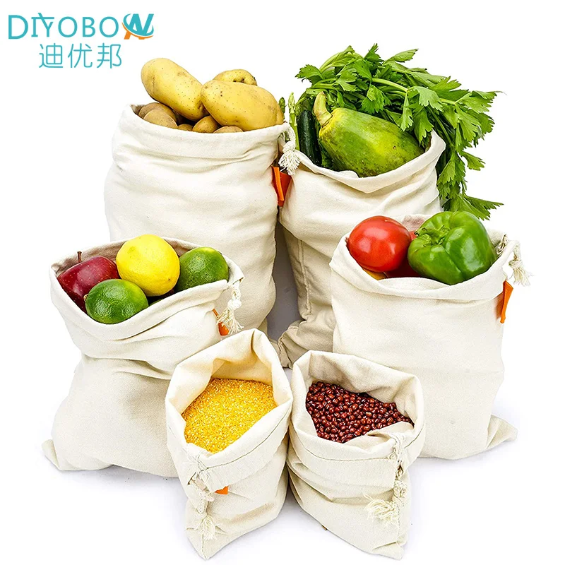 Многоразовая продуктовая сумка из хлопка экологически чистые хлопковые пакеты