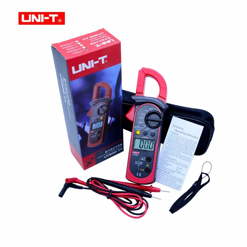 Gulakey UT200A LCD Digital Clamp Meter AC Current AC/DC Voltage Resistance and Tester Backlight Ohm DMM DC AC Voltmeter AC Ammeter 